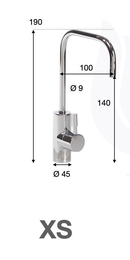 Robinet 1 voie Osmodyn chromé Extra Small, pour osmoseur, dimension