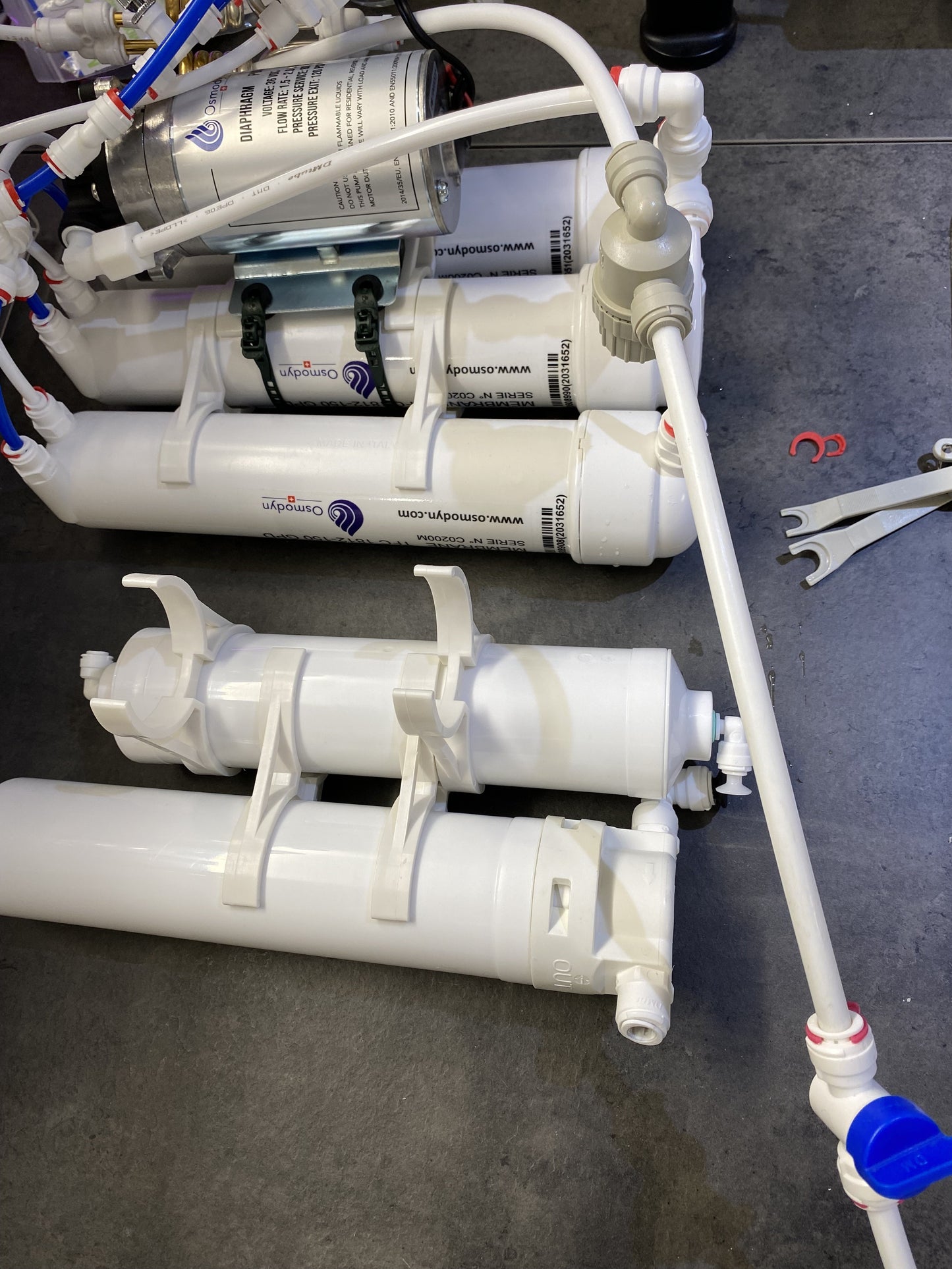 Visuel de raccordement de l'Osmobac pour désinfection Membrane RO