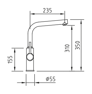 Caractéristiques Robinet 3 voies HAUT