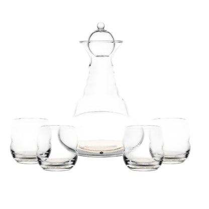 Alladin Gold decanter and 4 Mythos Gold glasses