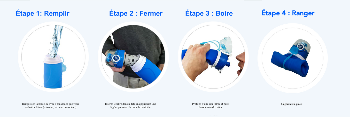 Gourde filtrante compressible