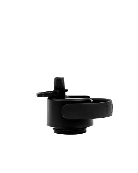 Cap with teat and fold-down handle