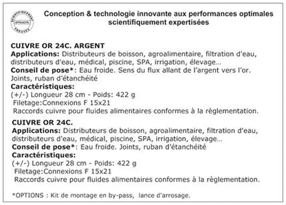 Dynamisation double vortex Cuivre Or Argent 15x21