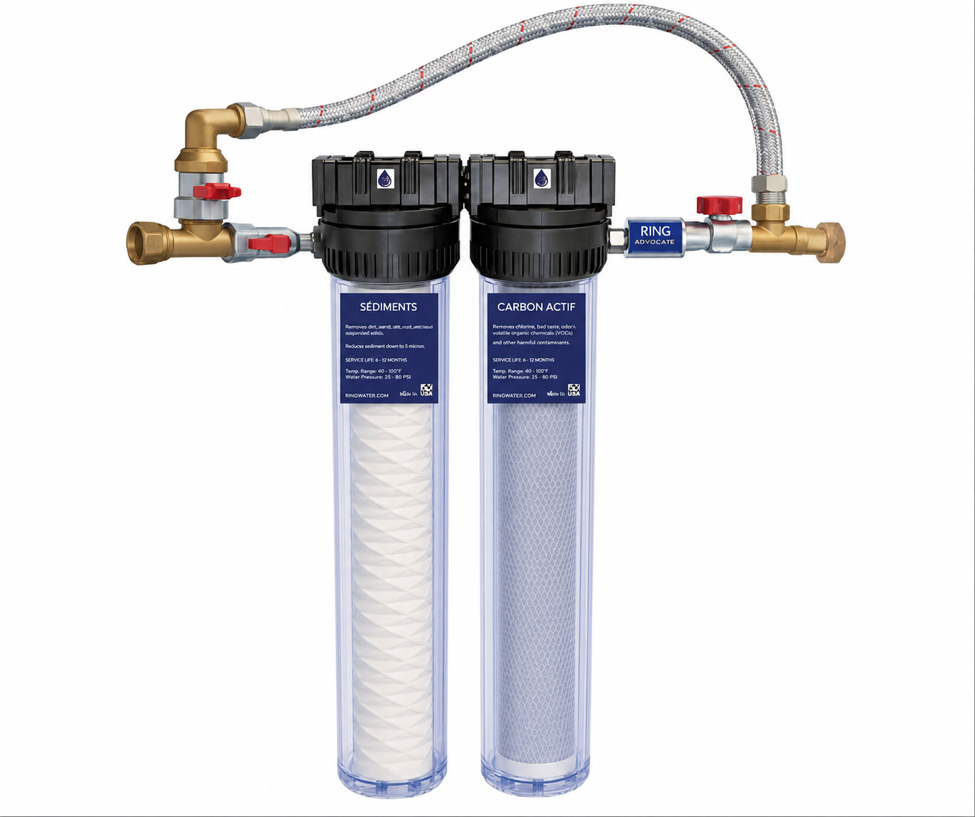 Filtration de l'eau  et traitement contre le calcaire Osmodyn à l'entrée de la maison