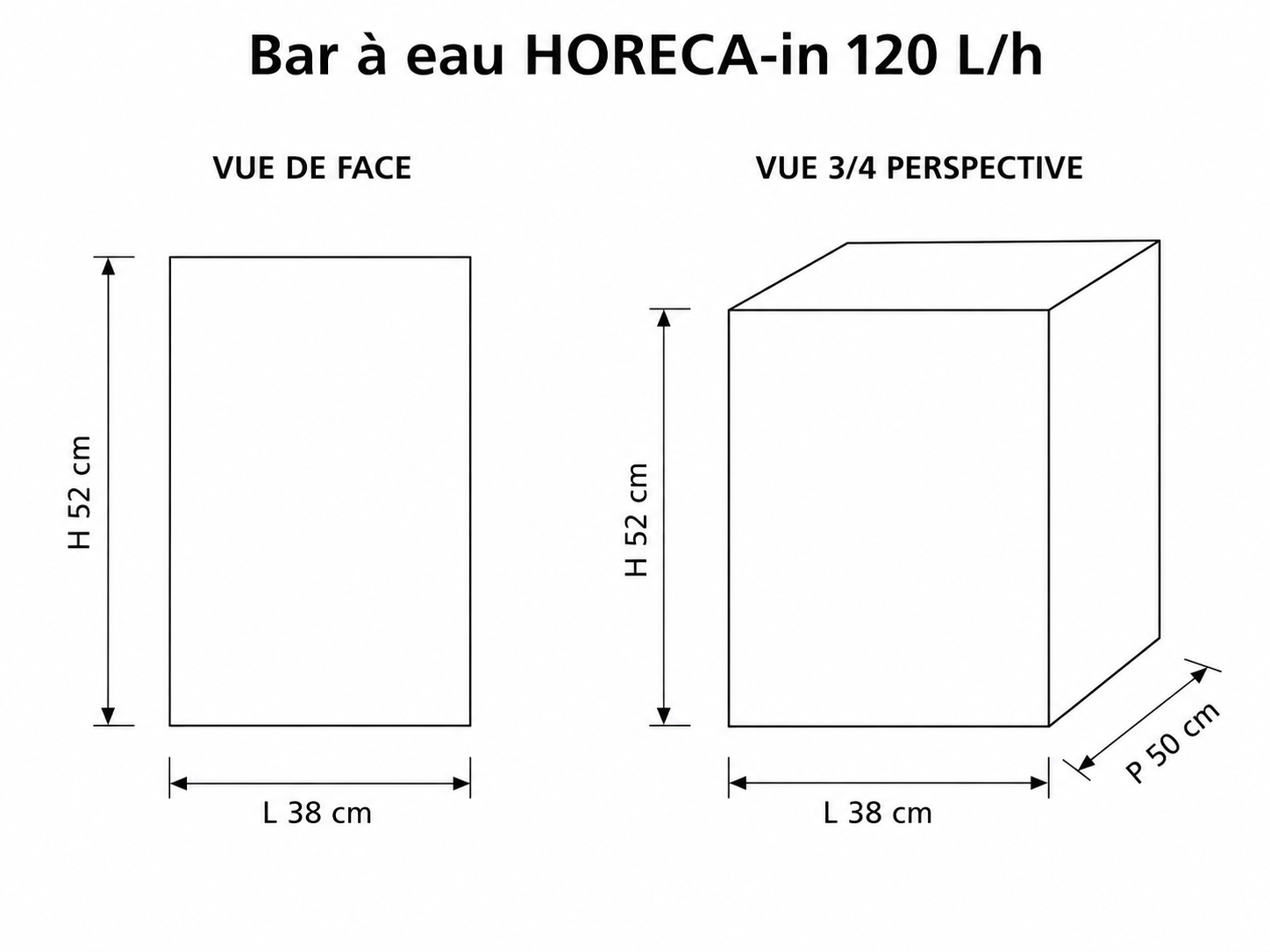 encombrement bar a  eau signature horeca