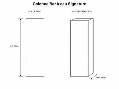 Encombrement de la colonne à eau fraiche et gazeuse - Bar à eau Signature