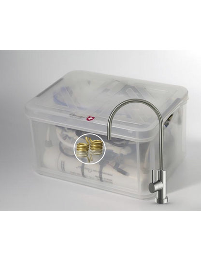 Kit Osmoseur Premium AIO, double vortex Cuivre Or Argent, débit direct avec robinet 1 voie metal free medium, aspect mat