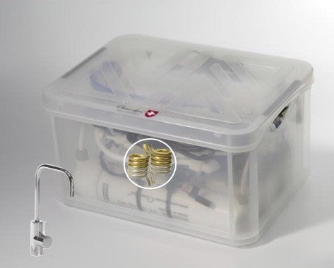 Kit Osmoseur Premium AIO, double vortex Cuivre Or Argent, débit direct avec robinet 1 voie metal free extra-small