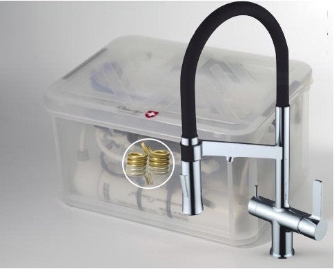 Osmoseur Premium AIO double vortex Cuivre Or Argent, robinet douchette Chef chromé