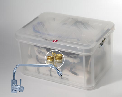 Kit Osmoseur Premium AIO, double vortex Cuivre Or Argent, débit direct avec robinet 1 voie metal free extra-bas