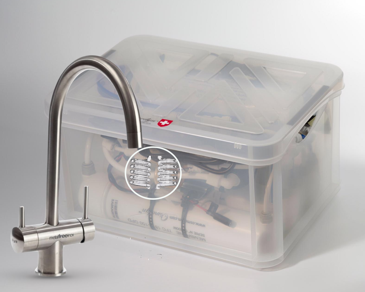 Kit osmoseur Premium vortex Elixir, robient 3 voies col de cygne MF Mat