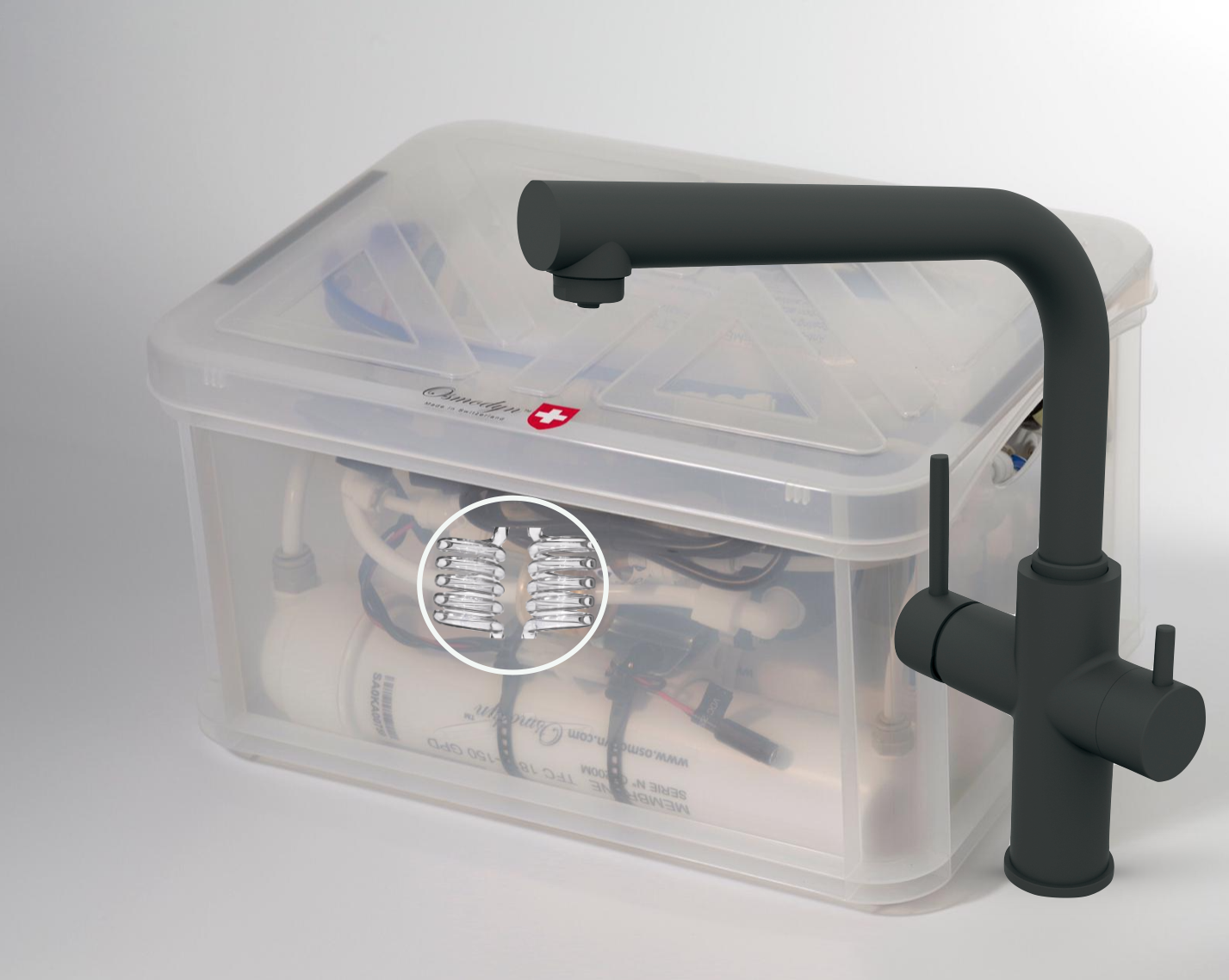 Kit osmoseur Premium vortex Elixir,  robinet 3 voies noir haut MF