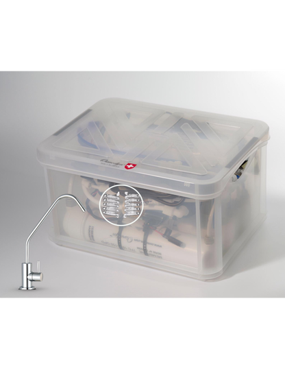 Kit osmoseur Premium Elixir avec double vortex verre, débit  direct et robinet 1 voie small chromé metal free