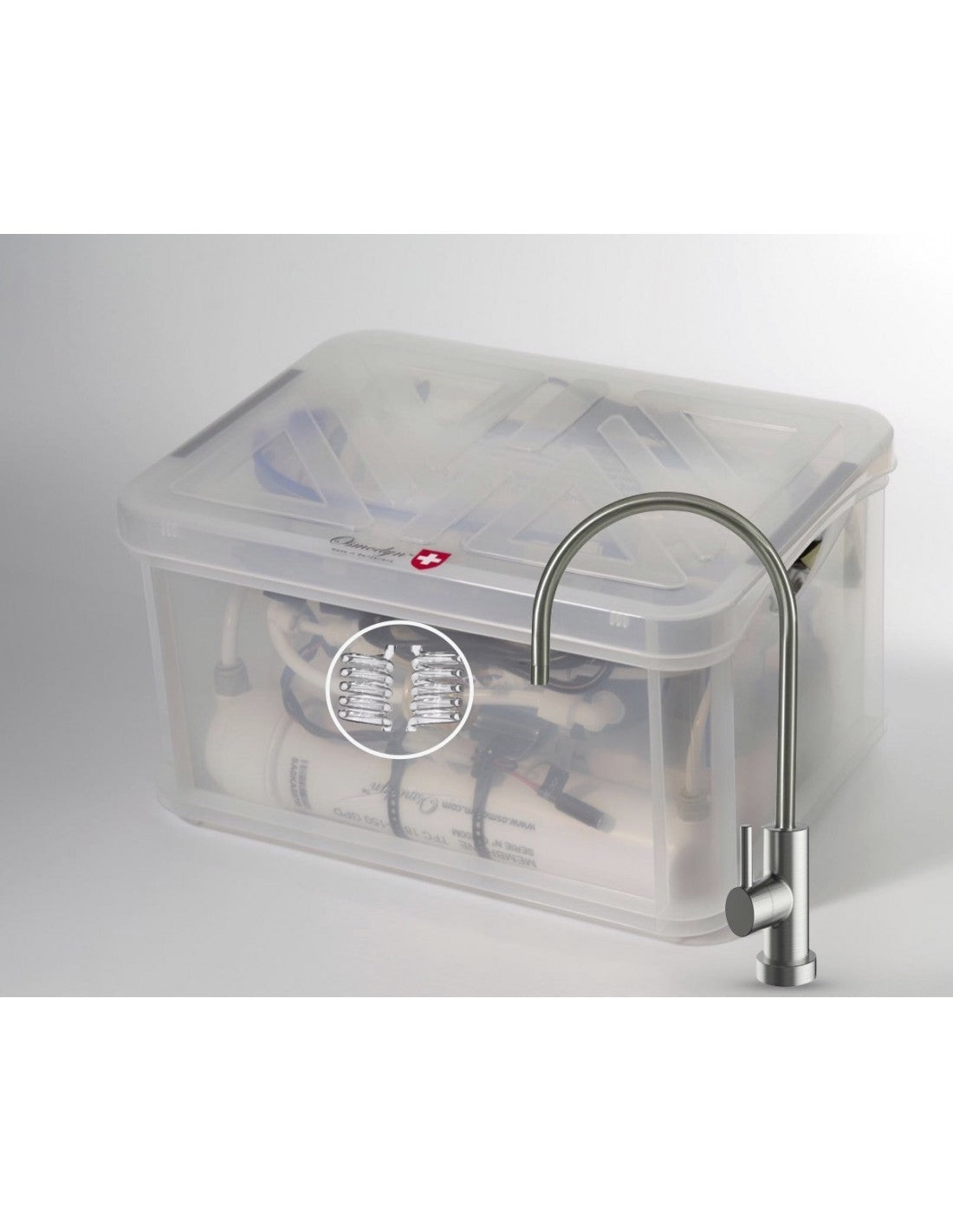 Kit osmoseur Premium Elixir avec double vortex verre, débit  direct et robinet 1 voie medium metal free, aspect mat