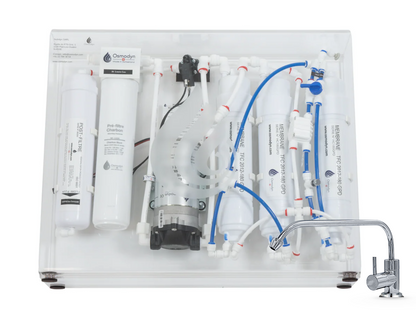 Kit osmoseur Slim Pure Osmodyn avec robinet 1 voie extra-bas, double vortex verre et débit direct