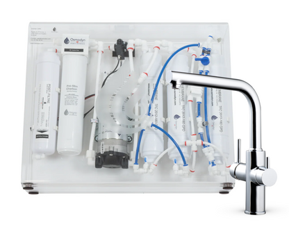 Kit osmoseur Slim Pure Osmodyn avec robinet 3 voies chef douchette, metal free, aspect noir mat, double vortex verre et débit direct