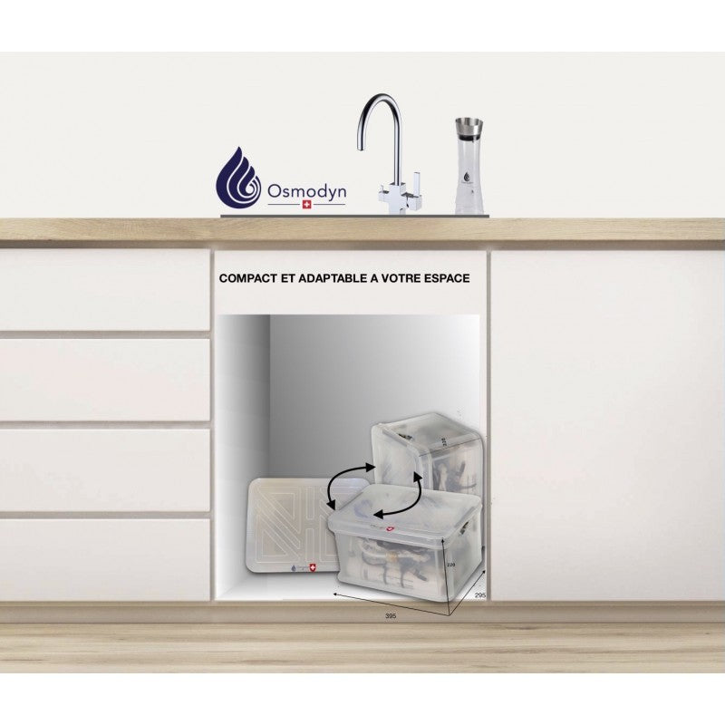 Installation sous évier de l’osmoseur Elixir Odemer  Osmodyn (coffret)