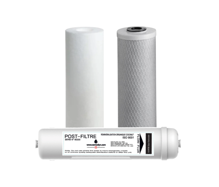 Kit 3 filtres de renouvellement annuel pour osmoseur Bar à eau colonne