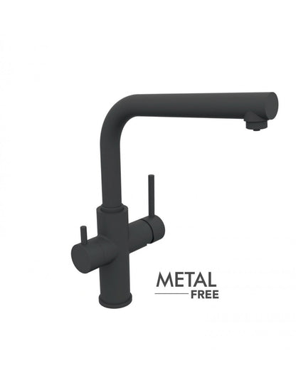 Robinet 3 voies, haut, noir mat, metal free