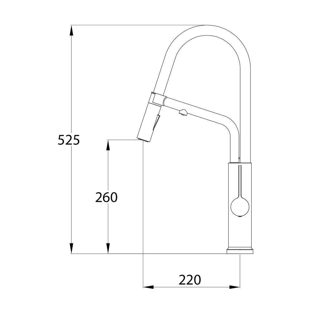 Robinet mitigeur 3 voies Osmodyn Chef, douchette, finition noir mat, dimensions