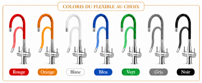 Robinet 5 voies flexible, pour passez de l'eau purifiée tempérée à fraiche ou pétillante en un tour de  main
