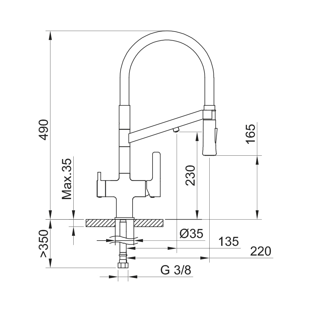 Robinet 3 voies à douchette flexible CHEF Osmosis